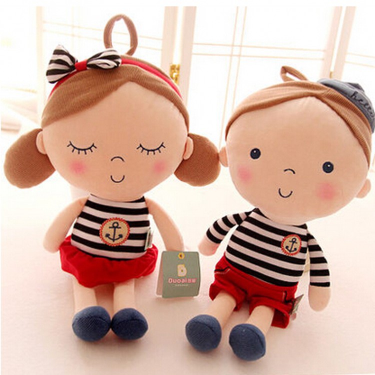 正版多爱玩具可爱海贝儿情侣海军男孩女孩毛绒公仔布娃娃生日礼物