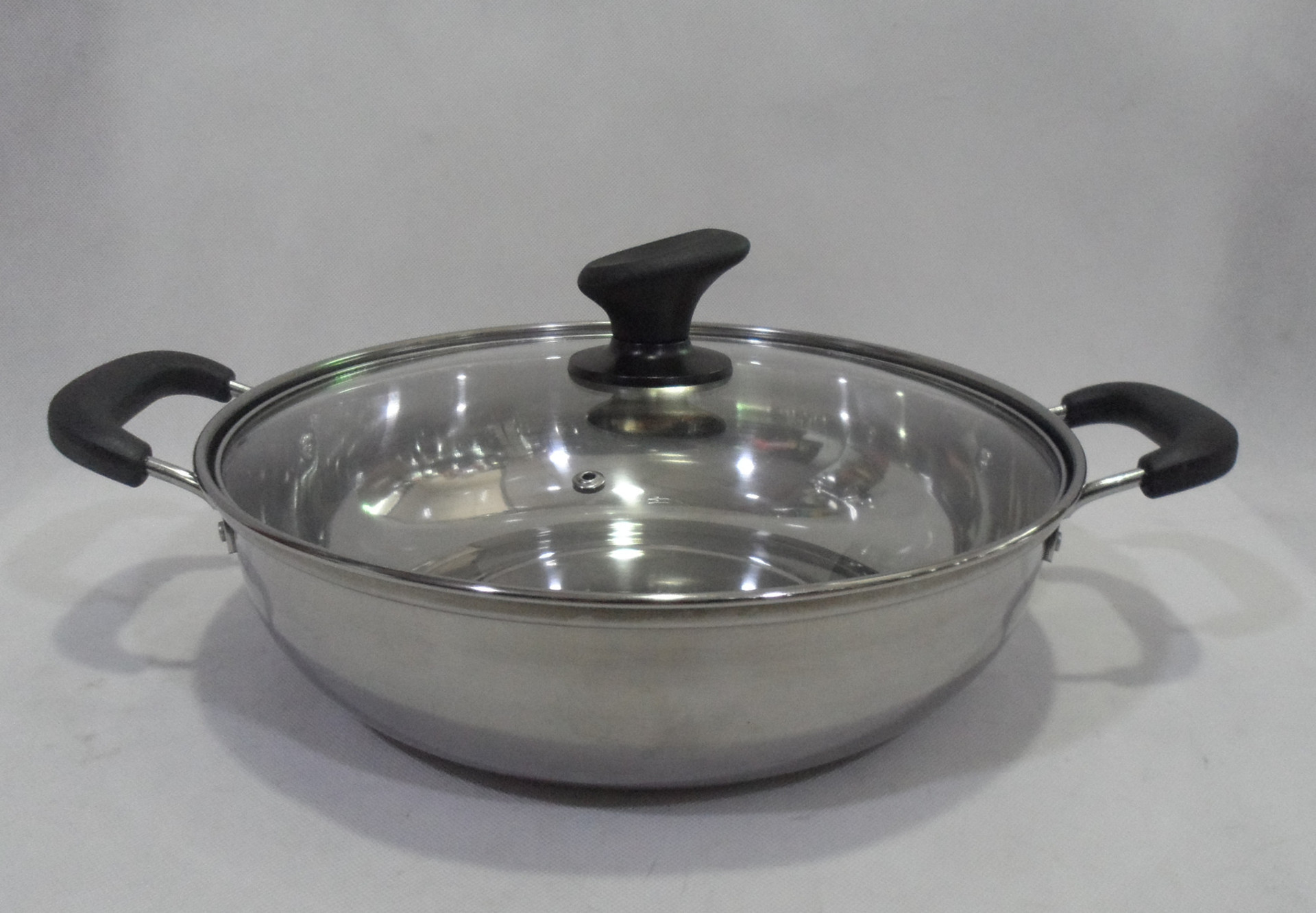 不锈钢加厚电磁炉锅 汤锅 带格鸳鸯火锅 28-34cm 边锅炉 自助火锅图片