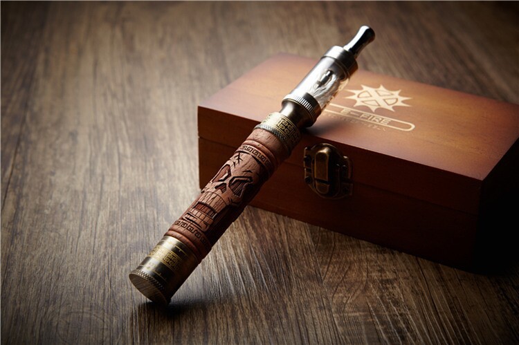 纯手工雕刻木纹电子烟 e-fire二代底部调压 蒸汽电子水烟欧美
