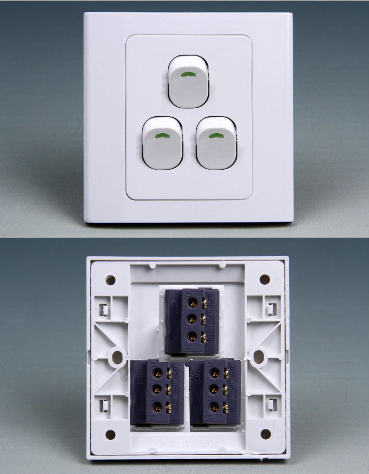 喆派松下西蒙贴牌墙壁工程开关供应86小豆二合一厂家直销三位开关