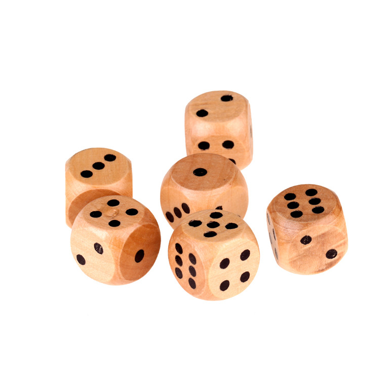 厂家直销 6面圆点木制骰子 原木色麻将喝酒木骰子 原木筛子批发