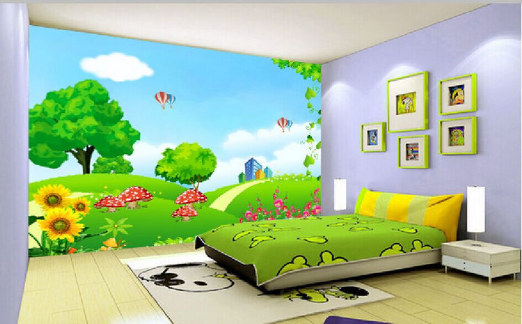 定制卡通儿童房大型壁画幼儿园墙纸壁纸背景墙壁纸无纺布墙布自粘