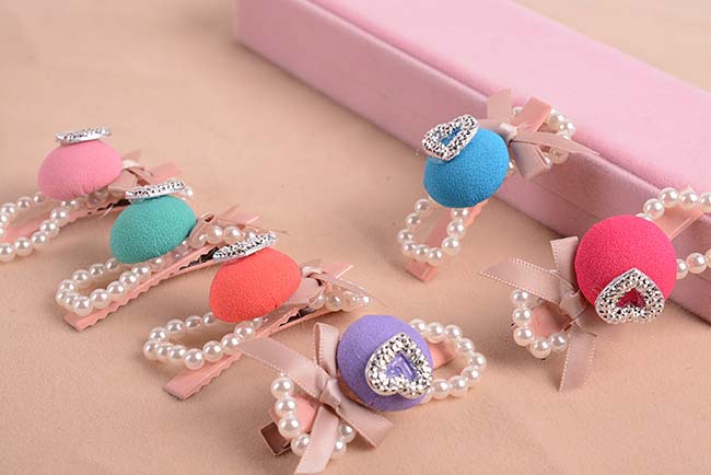 浙江金华r1213 半圆布艺珍珠发夹 韩版发卡蝴蝶结发饰饰品头花头饰