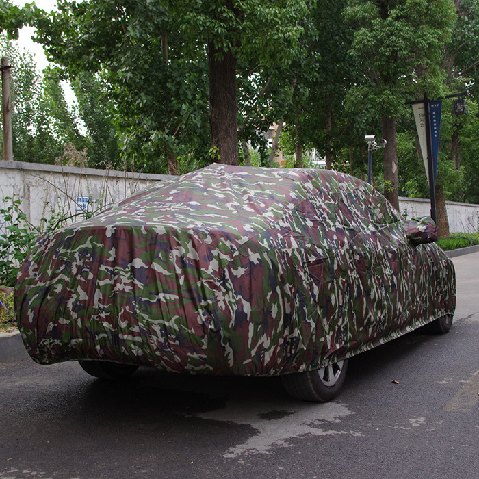 厂家直销迷彩正反两用车衣不加棉单层车罩防晒防雨防灰尘结实纳米