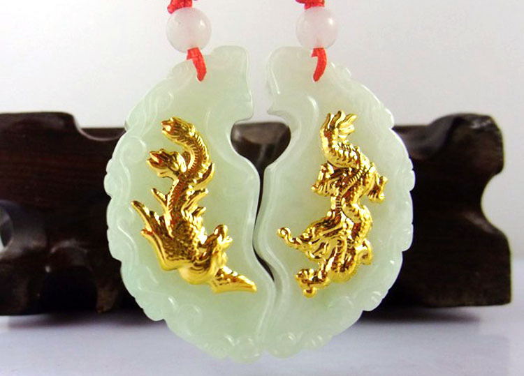 金镶玉批发 翡翠龙凤对情侣配对 天然保证 佳节首选