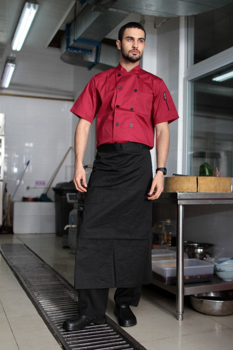 黑白格领厨师服 酒店厨师服 长袖 厨师工作服 金鑫濠厨师服