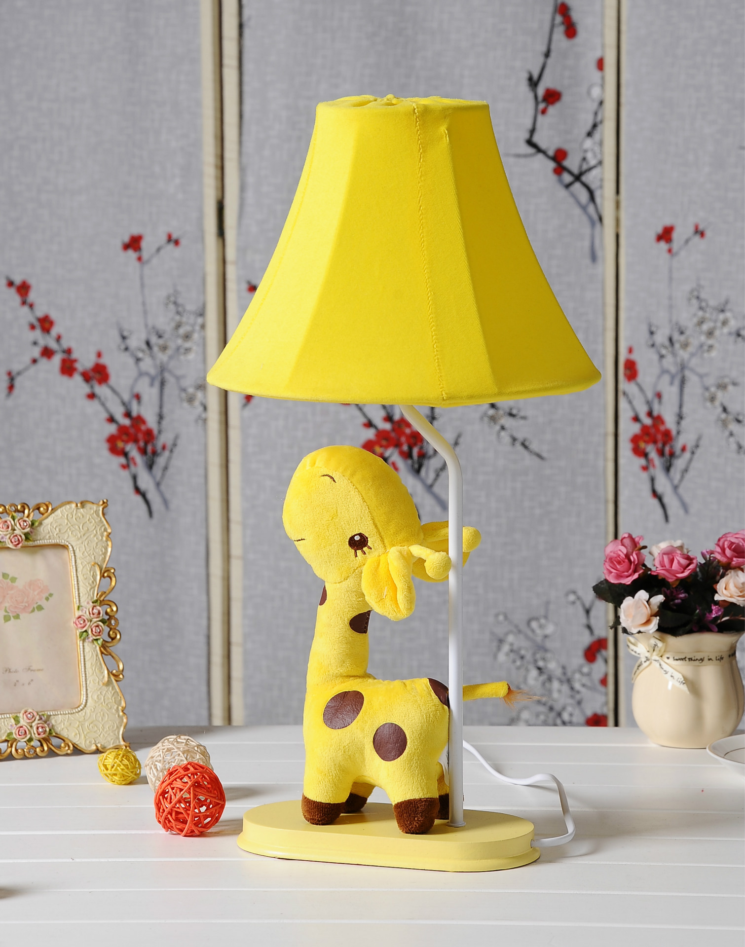 创意卡通长颈鹿台灯布艺床头卧室灯 zakka杂货小动物台灯夜灯