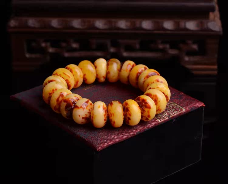 晶禧珠宝 二代波兰琥珀手链 老蜜蜡手串 松香盘珠手链 男女款饰品