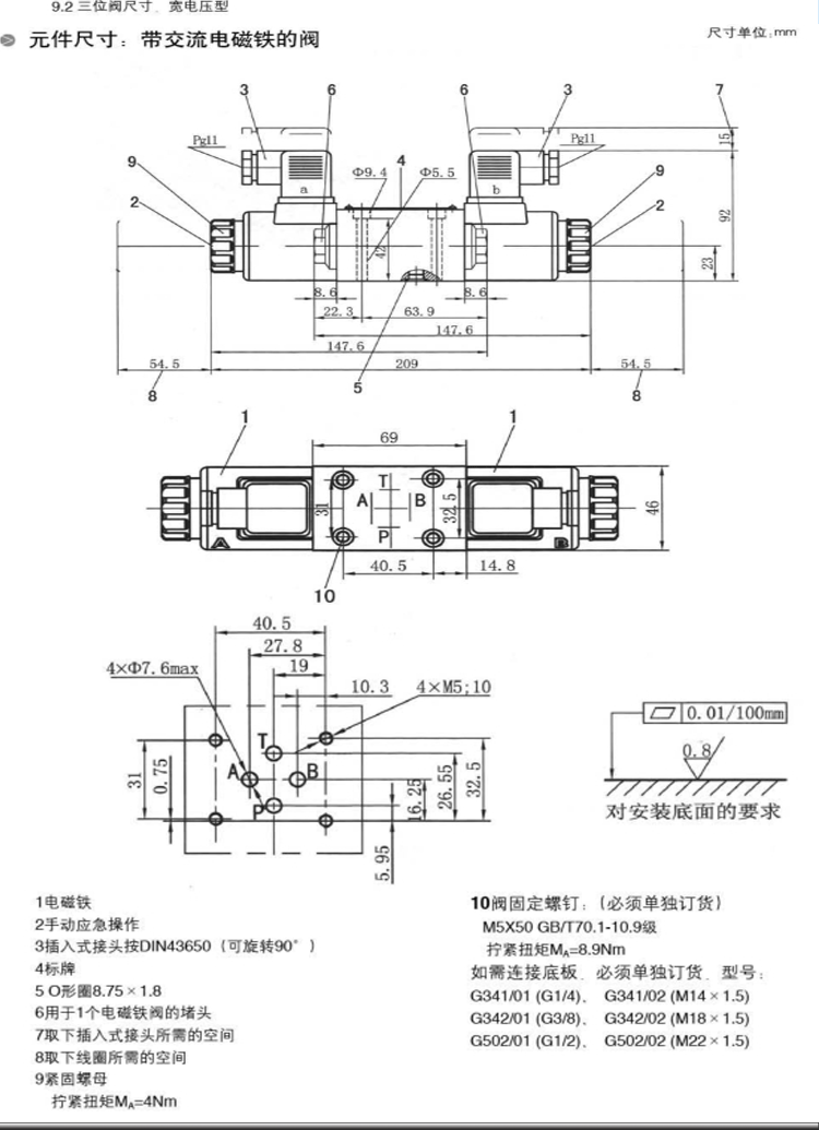 高壓方向閥電磁閥4we10jad24t聖邦sunbun接線盒式液壓閥