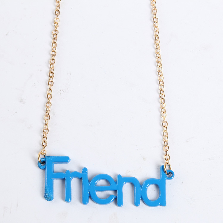 厂家直销 项链批发 合金字母吊坠 合金韩版best friend字母项链