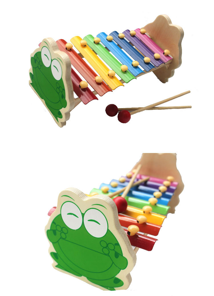 腾飞木质 超准音质儿童早教音乐教具益智 青蛙八音敲琴