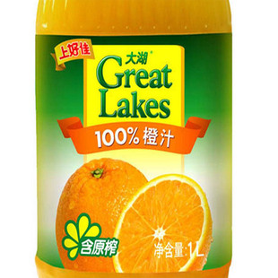 2上好佳大湖100%浓缩橙汁1l罐装 果味饮料 新鲜果汁美味健康饮品