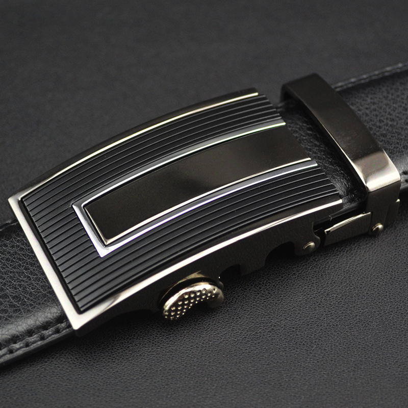 商务自动扣皮带 男士真皮腰带 个性广州皮带 卡扣牛皮皮带