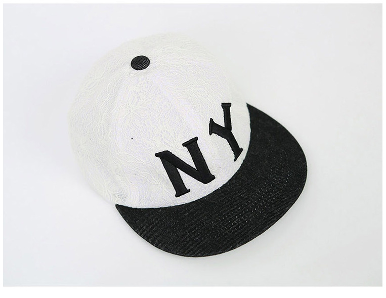 韩国代购学院风赵敏英甜美蕾丝ny字母休闲平沿嘻哈棒球帽子女夏潮