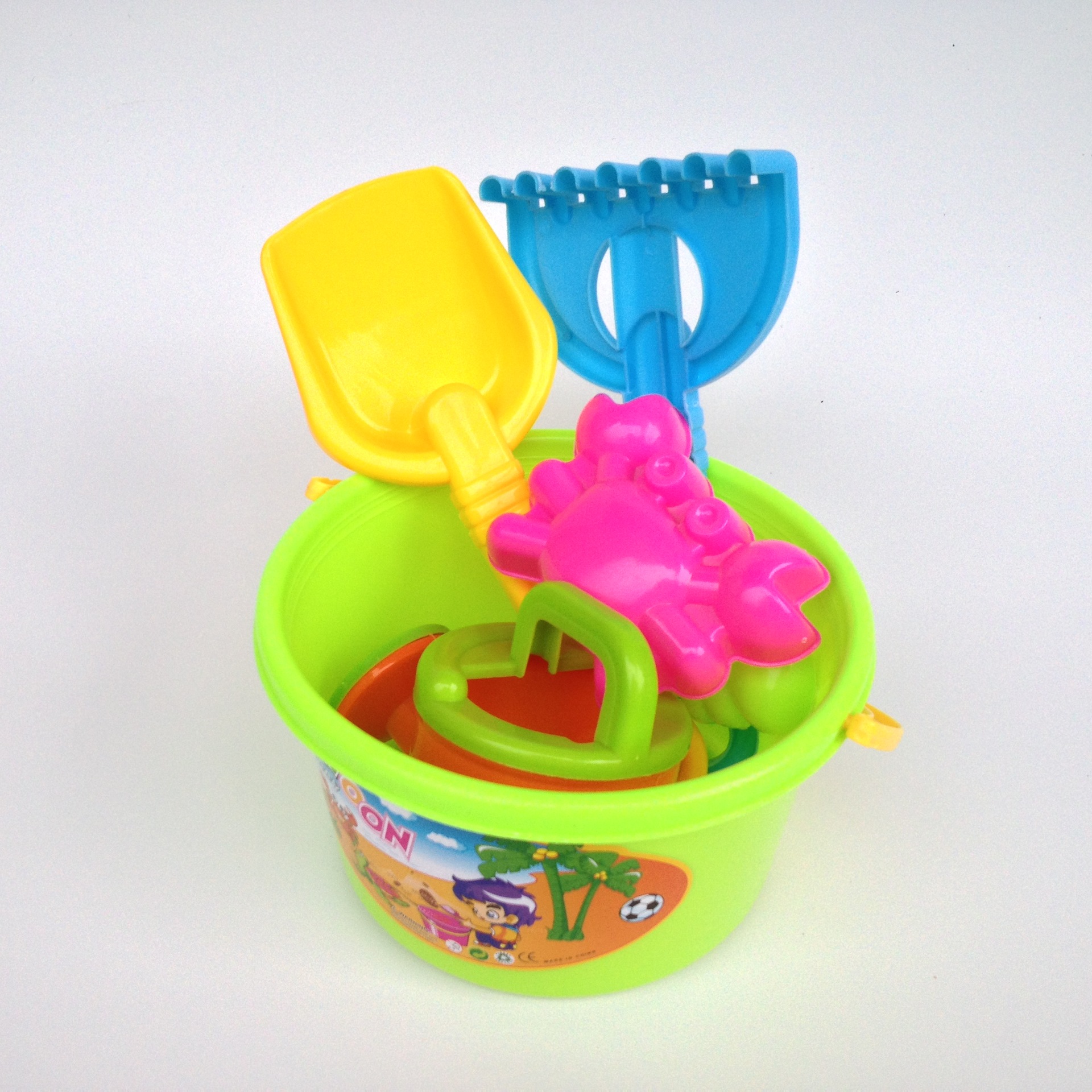 夏季热销儿童沙滩桶/儿童户外海边必备工具/沙滩戏水 6件套装