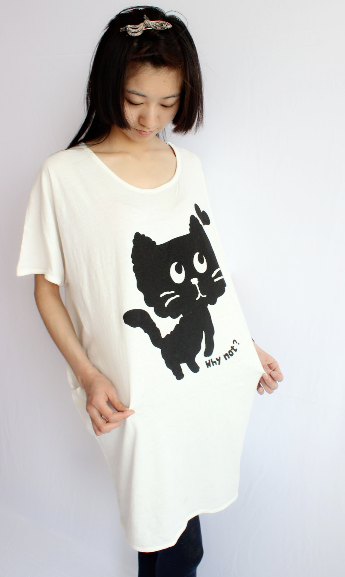 2014年夏季新款 猫图案长款短袖上衣