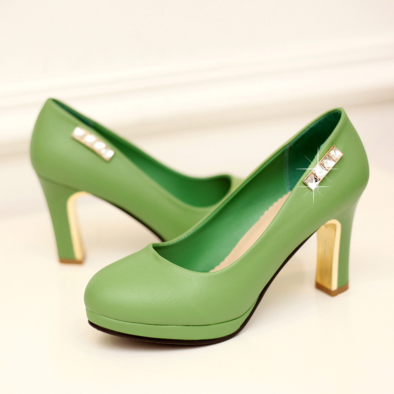 2014春季新款高级pu皮圆头防水台时尚女鞋 高跟鞋韩版单鞋批发