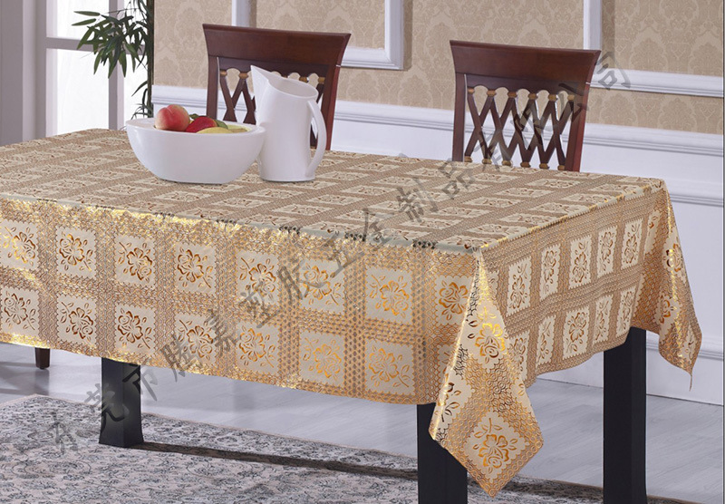 pvc烫金台布批发 烫金卷材台布厂家价格 欧式风格烫金桌布批发