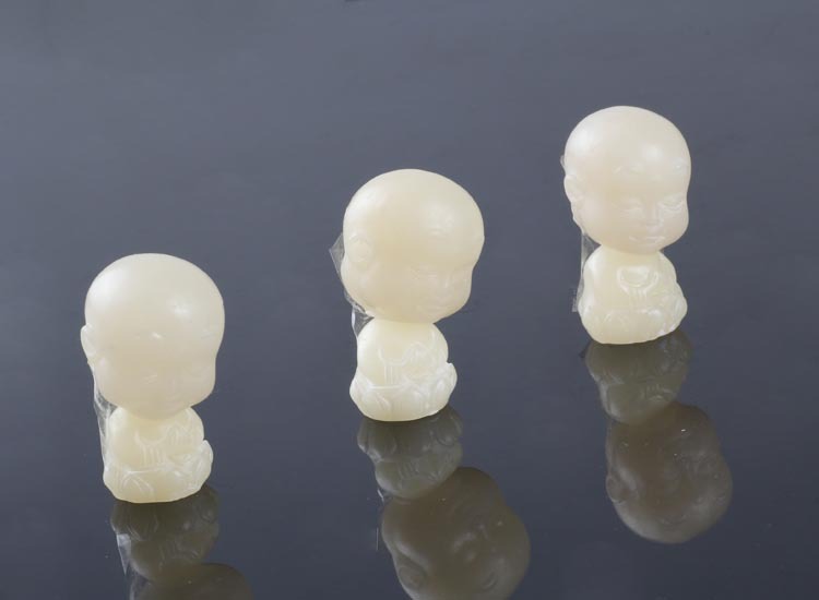 招财童子佛头三通天然白菩提根雕刻diy佛珠藏式菩提子小和尚配珠