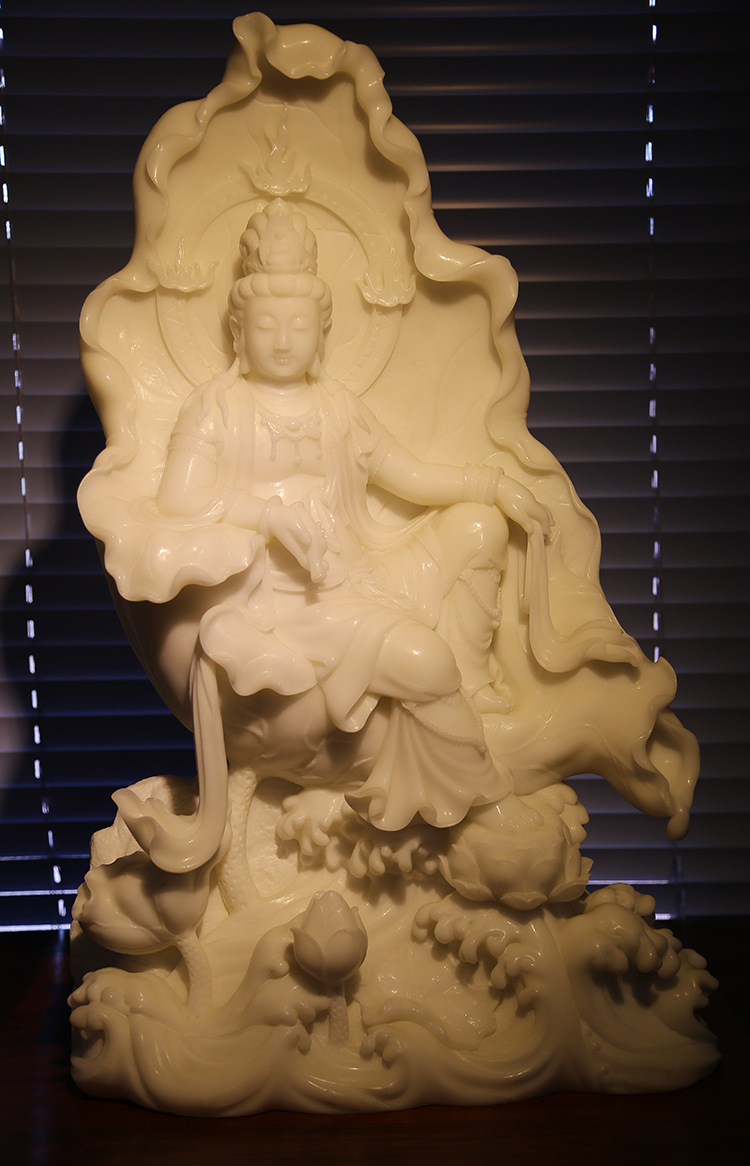 天然 阿富汗白玉佛自在观音摆件 精工玉器礼品佛像木雕等供应批发