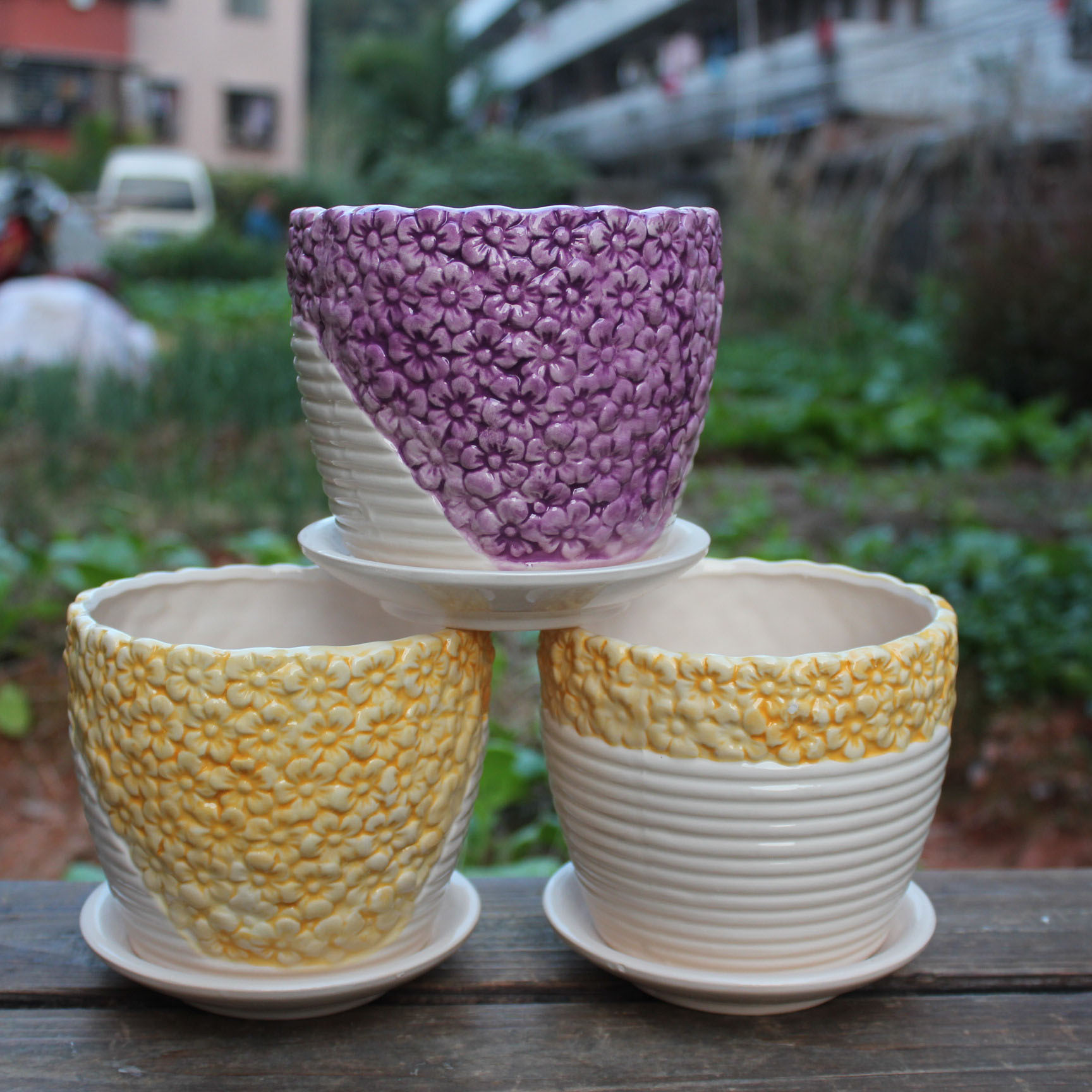 批发采购陶瓷工艺品-陶瓷花盆简约高雅12386白玫瑰多肉花盆园艺盆栽