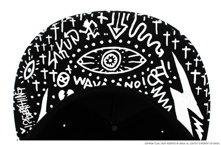 韩国原宿sakun图腾眼睛棒球帽子男女平沿帽死飞情侣街舞帽韩版潮