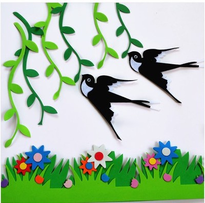 幼儿园教室墙面环境儿童房布置用品泡沫燕子墙贴