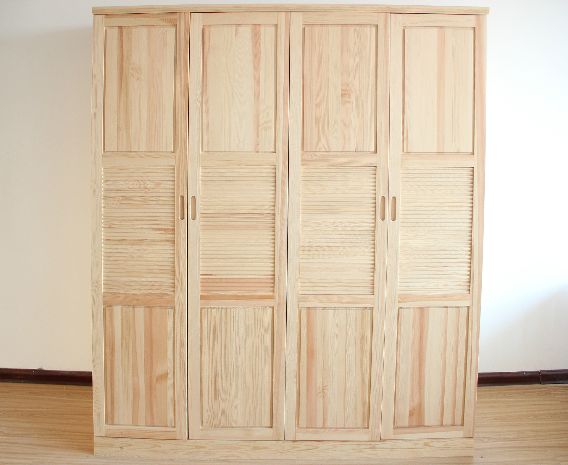 c09横条衣柜 全实木衣柜 收纳柜 松木家具 板门衣柜