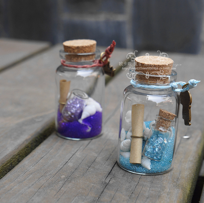 内配水钻小瓶 软木塞彩沙漂流许愿瓶中瓶 中号 4-6款入plp--43