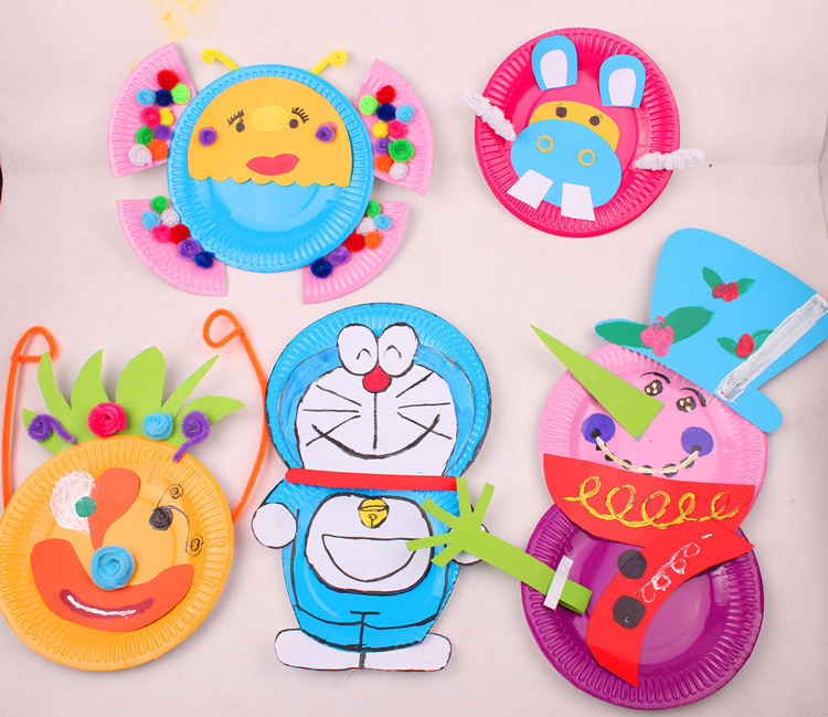 中号彩色纸盘一袋装10个 美劳彩盘 手工diy 幼儿园亲子区域材料