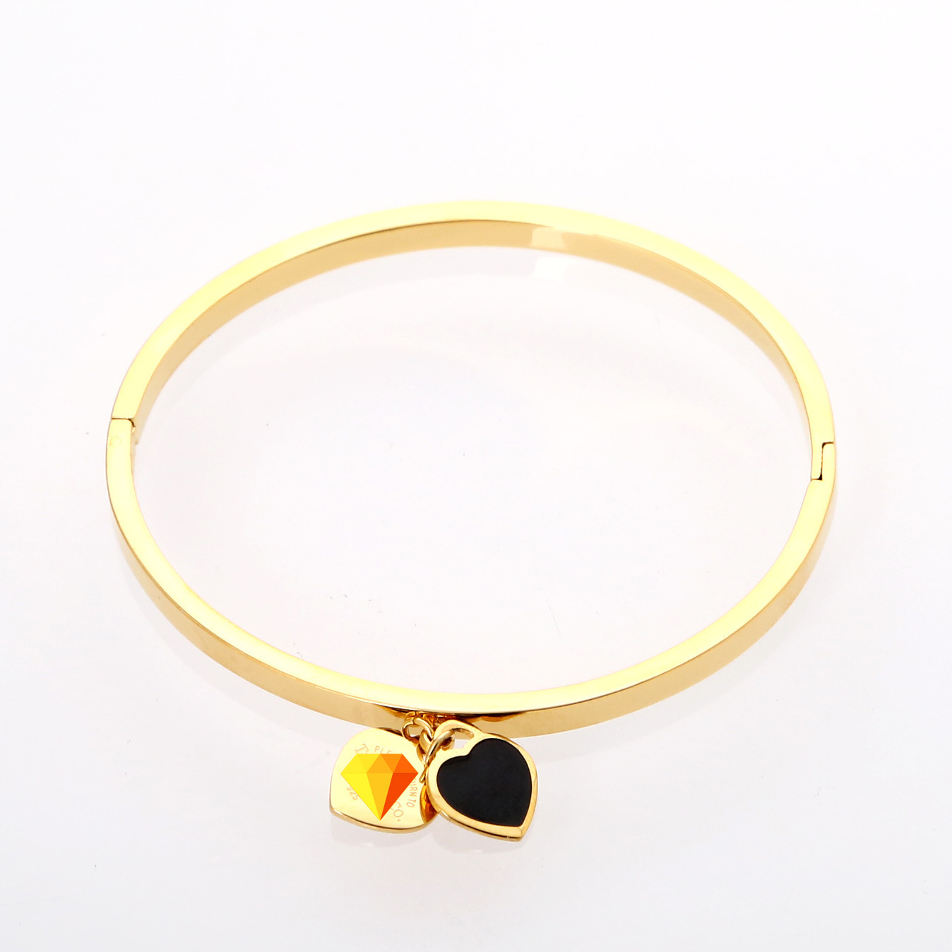 欧美大牌首饰 速卖通首饰货源外贸出口批发 tfn黑色心形吊牌手镯