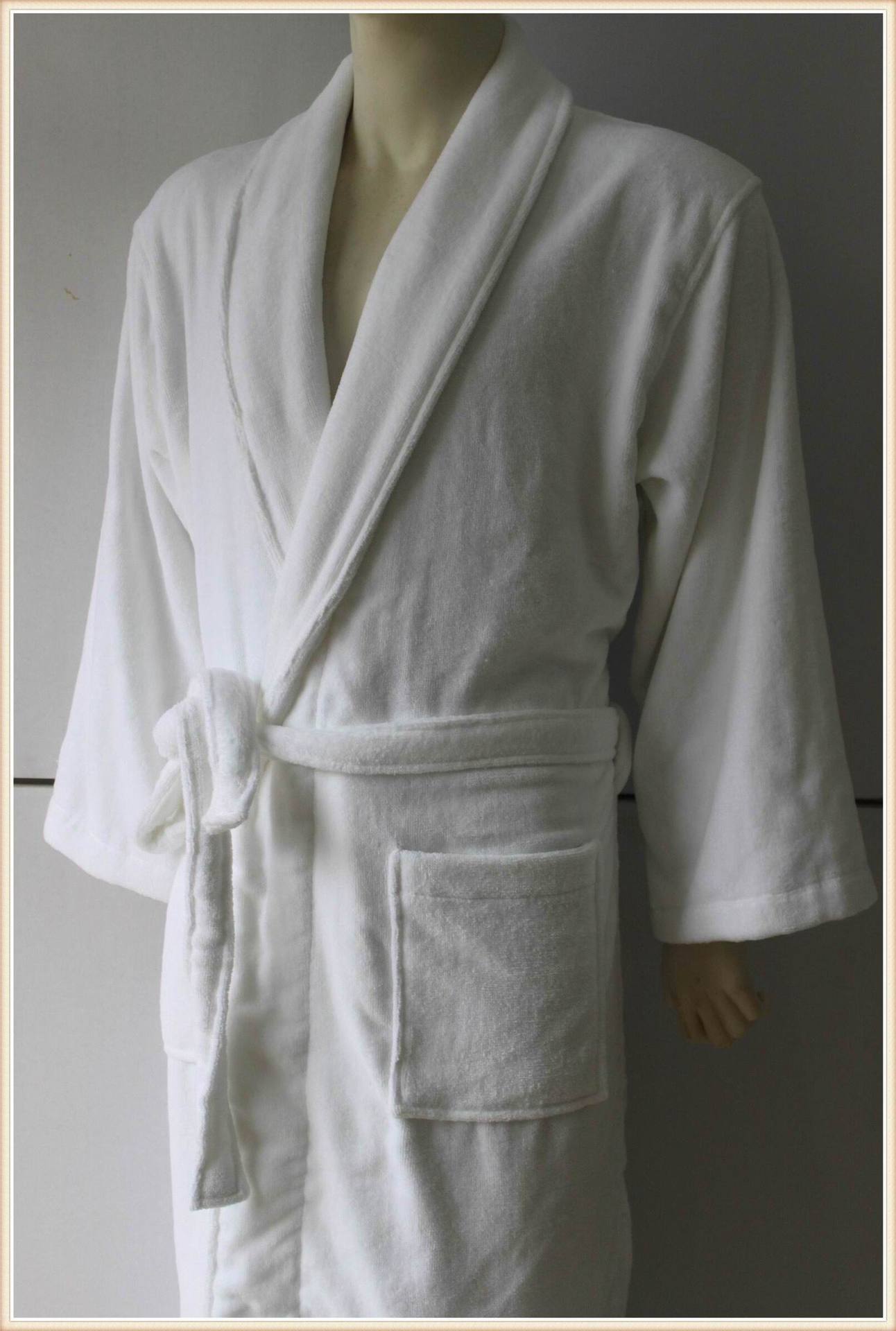 心海心白色轻柔割绒浴袍图片_5