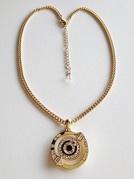 礼品定制饰品 宝石镶嵌logo圆形项坠 项链批发