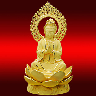 绒沙金观音佛像 千足金家居摆件 菩萨摆件 家居风水摆设 永保平安