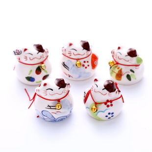 zakk小号陶瓷五福招财猫,汽车摆件,礼品,促销 礼物sw246