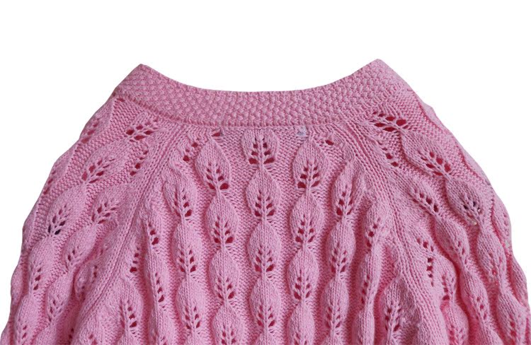 批发秋款女童圆领纯棉毛衣儿童外贸宝宝树叶图案针织开衫