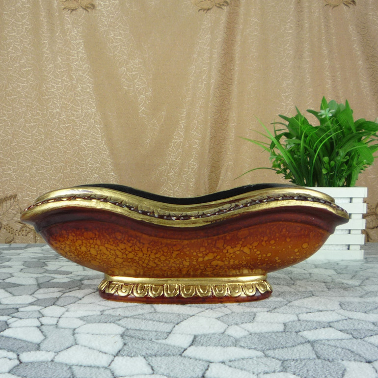 1392金陶瓷插花花盆 厂家供家居创意椭圆花盆花器批发 家居装饰