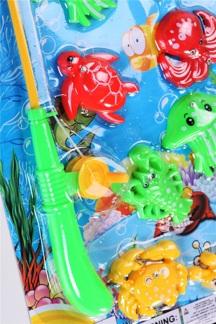 单杆12只鱼装儿童简易磁性钓鱼玩具套装 儿童钓鱼玩具