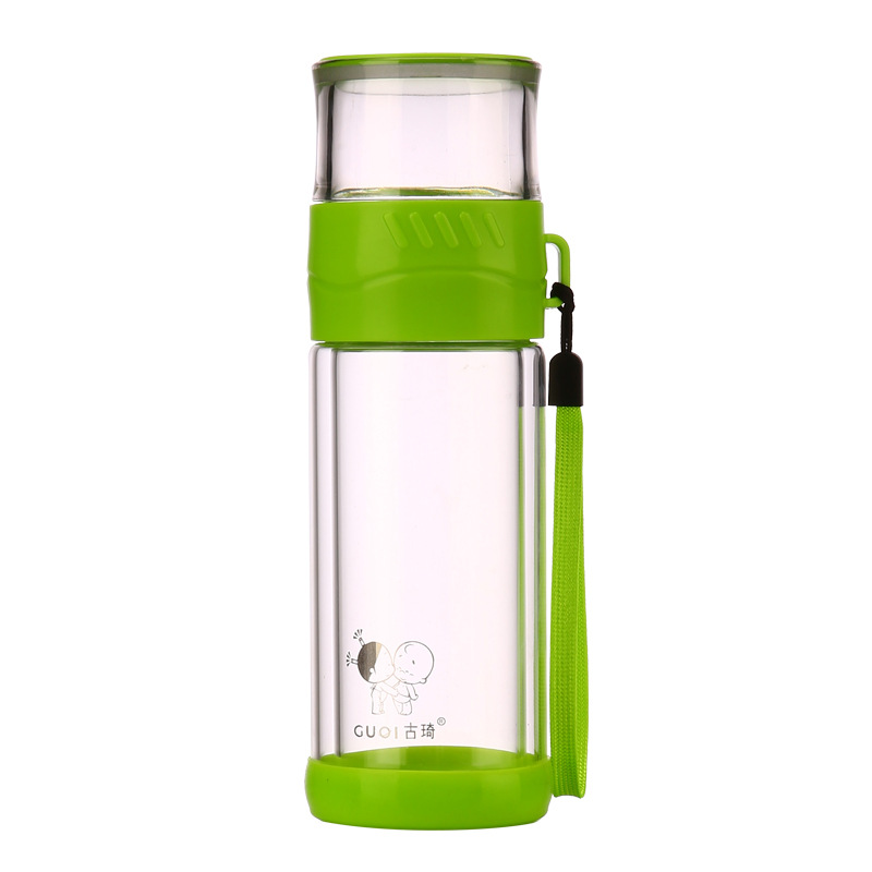 古琦双层玻璃杯 柠檬杯 玻璃茶杯 杯子350ml透明水杯正品