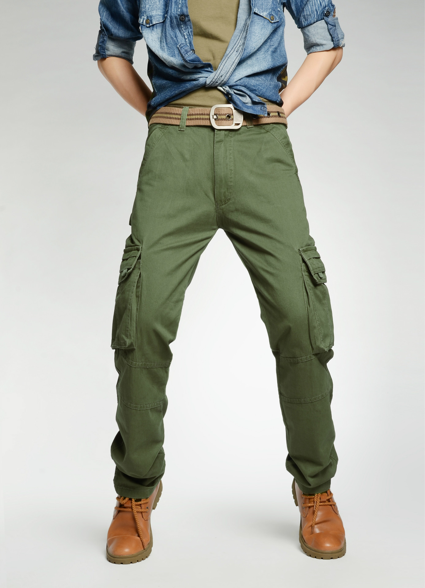 厂家现货批发 爆款 宽松大码男装多袋裤水洗全棉户外工装裤子