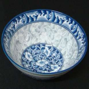 蓝花瓷尖底饭碗(小) v型饭碗 批发