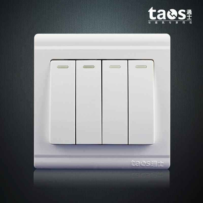 厂家直销批发 通士墙壁开关插座 四开单控开关 多位开关 浴霸开关