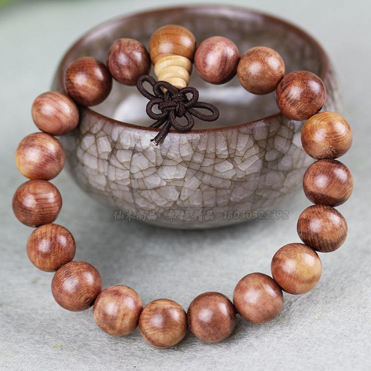 红豆杉顺纹手串1.0cm19颗 天然保平安珠手链