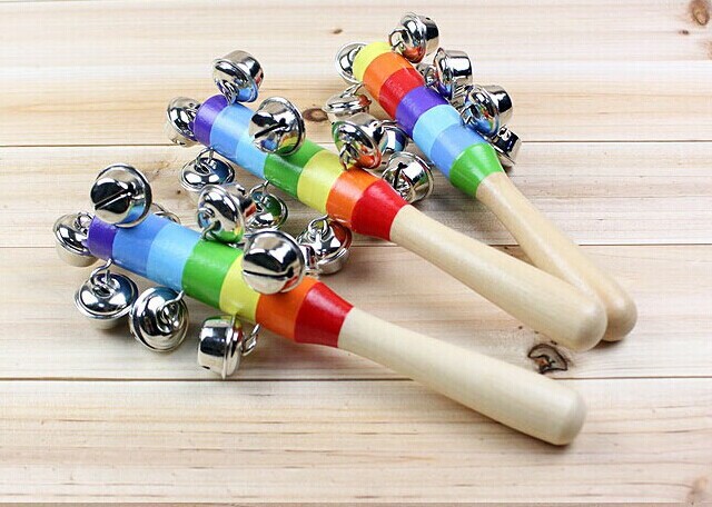 好好:清脆动人7色带十个铃片的木制七摇铃刺激宝宝听觉 热销中