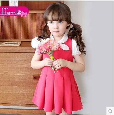 哆来咪童装 夏季女童新款百褶裙 学院公主连衣裙1094