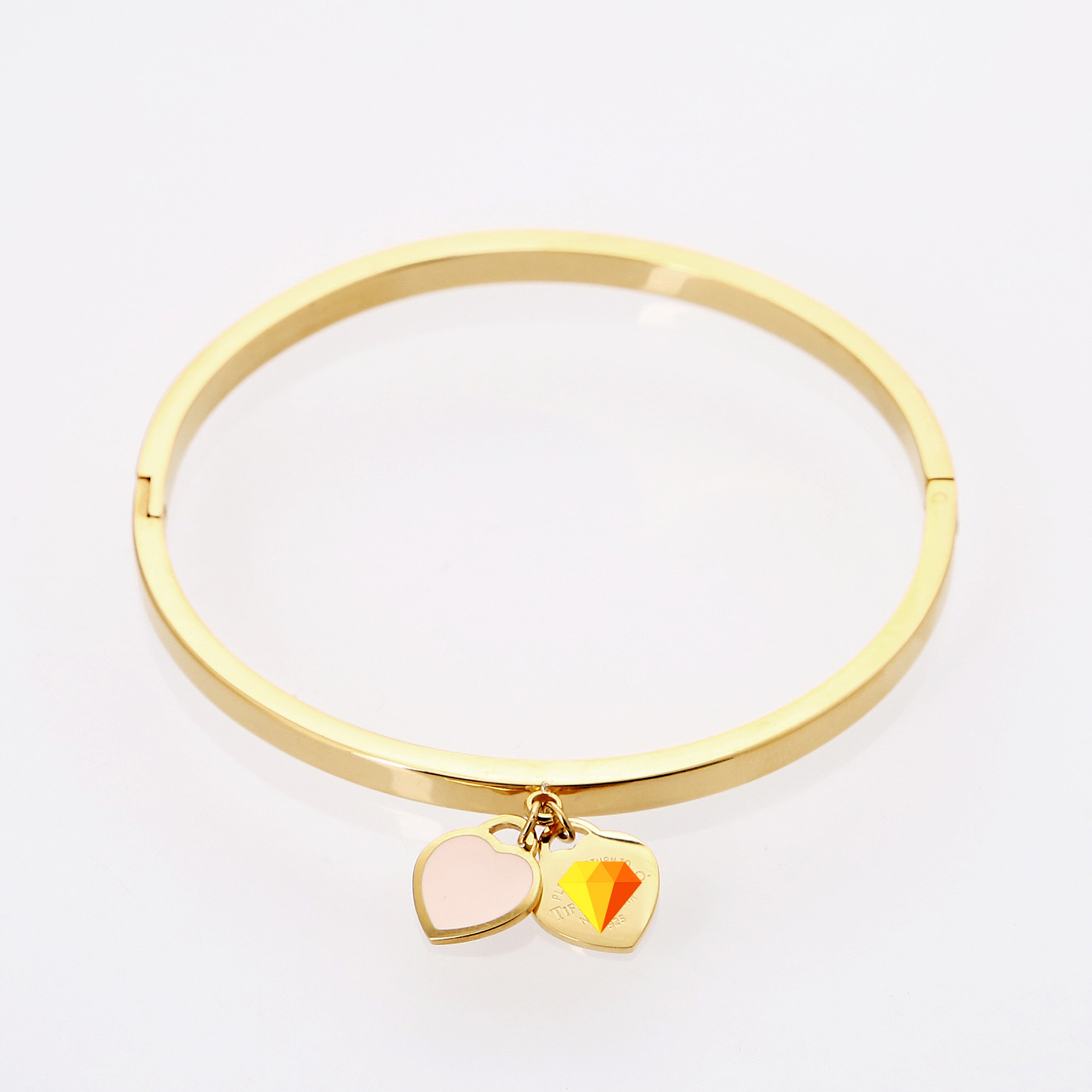 欧美大牌首饰 速卖通首饰货源外贸出口批发 tfn粉心形吊牌手镯