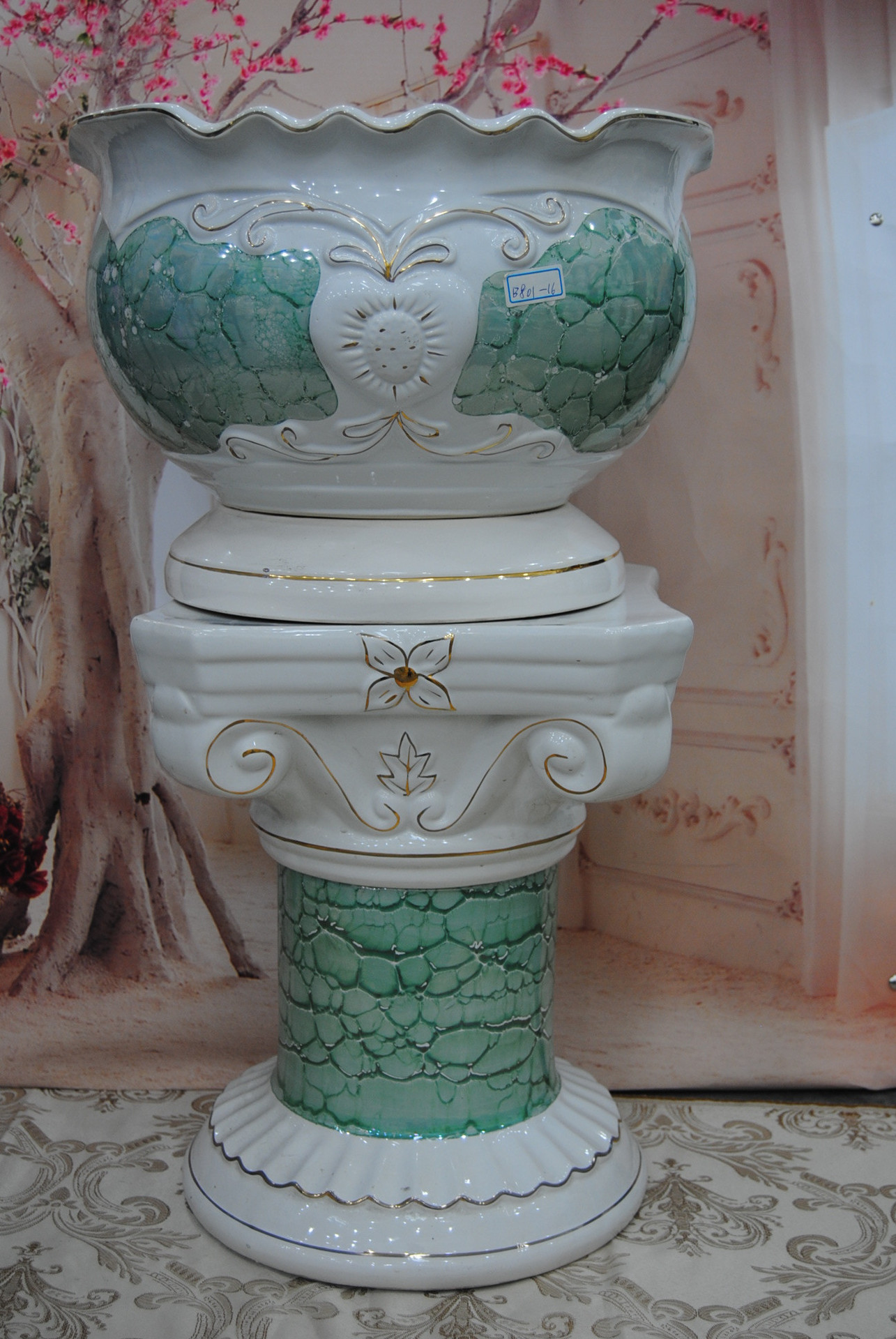 欧式 奢华陶瓷罗马柱 家居工艺品 创意 白釉手彩摆饰品 厂家直销