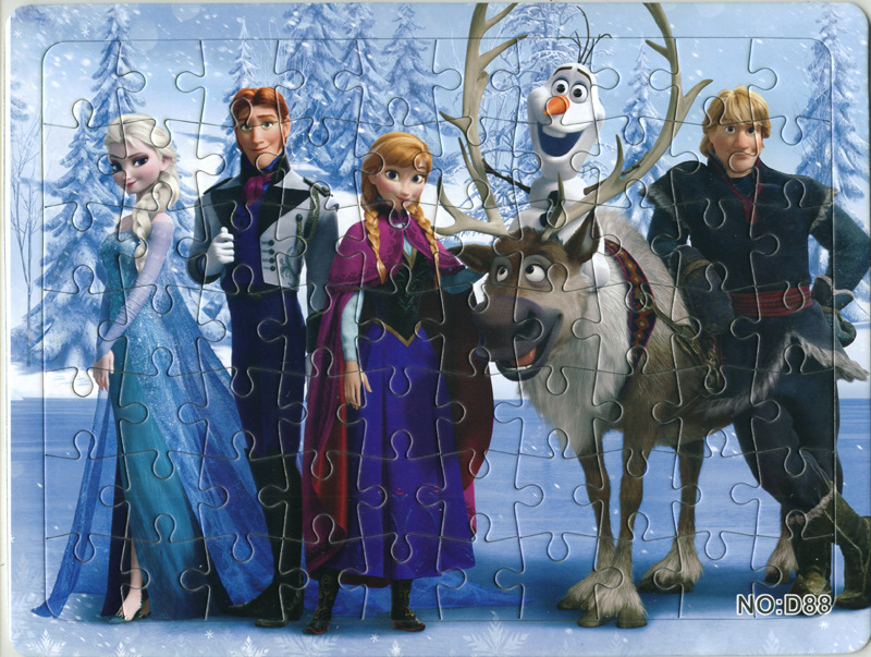 冰雪奇缘70片纸质拼图玩具 儿童益智平面卡通拼图 8种图案可选