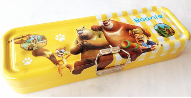 批发熊出没文具盒 学生双层铅笔盒 卡通 可爱铅笔盒4色221