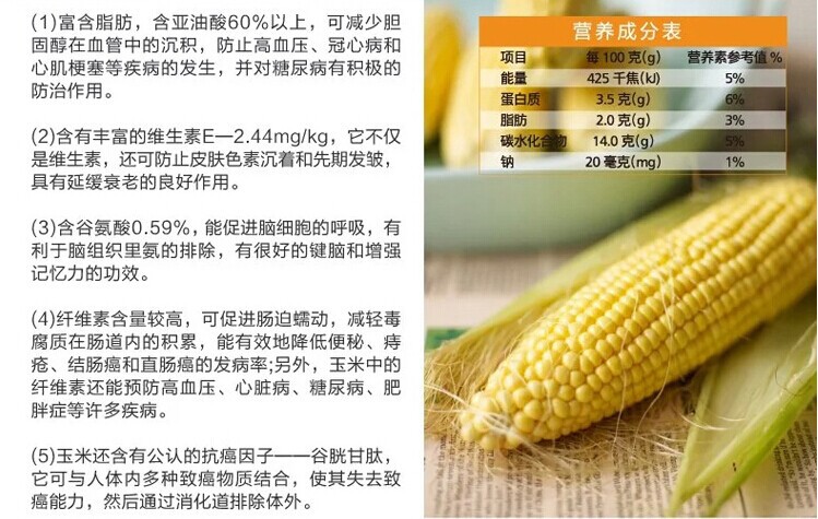 100克玉米营养成分表图片